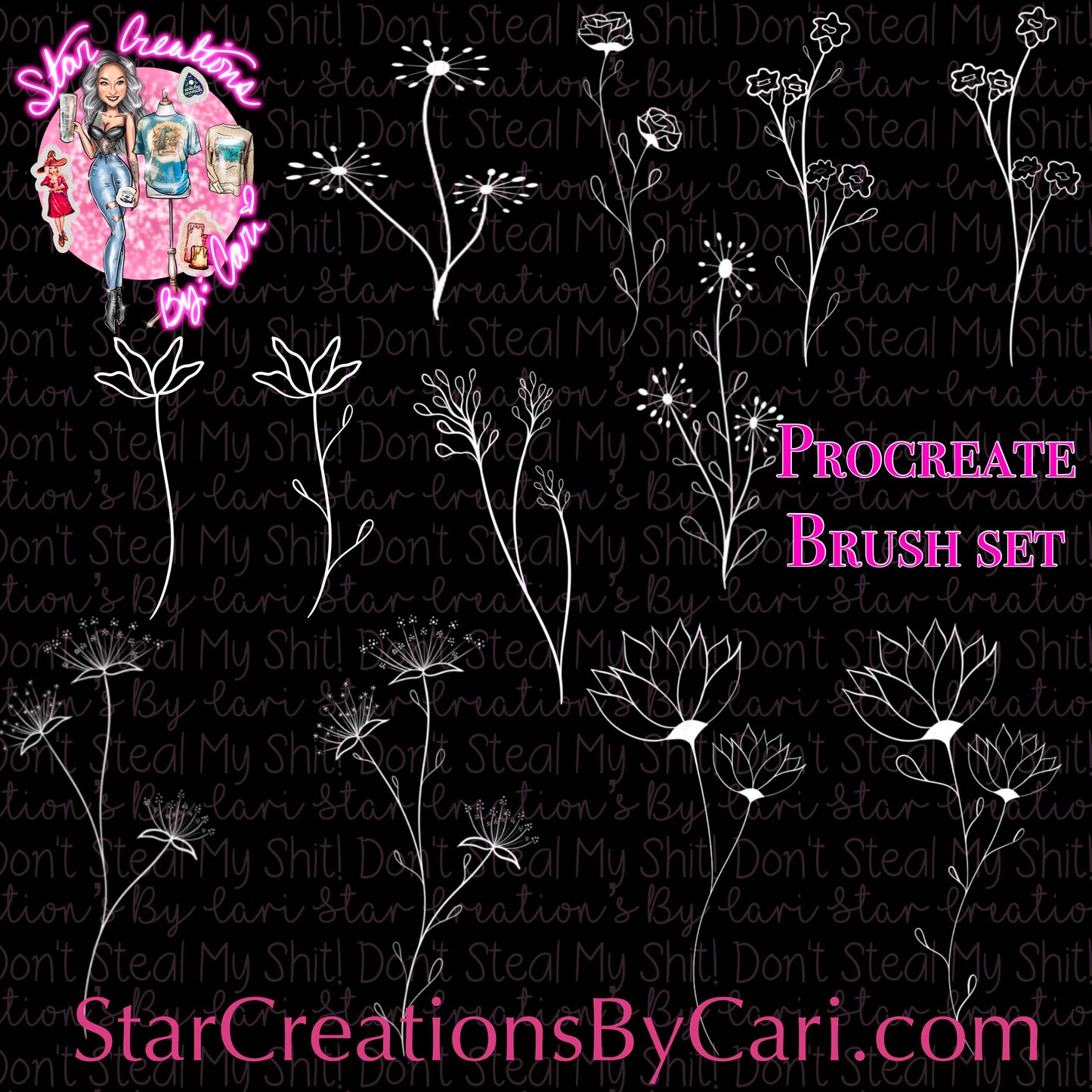 Floral Clipart + Procreate Stamps