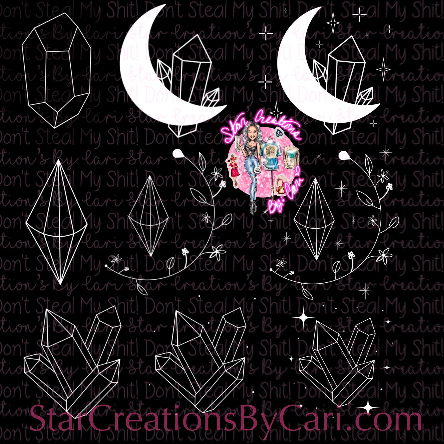 Crystals Clipart + Procreate Stamps